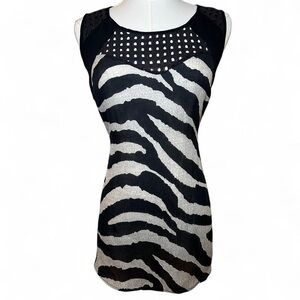 CAbi Zebra Print Black and Silver Blouse